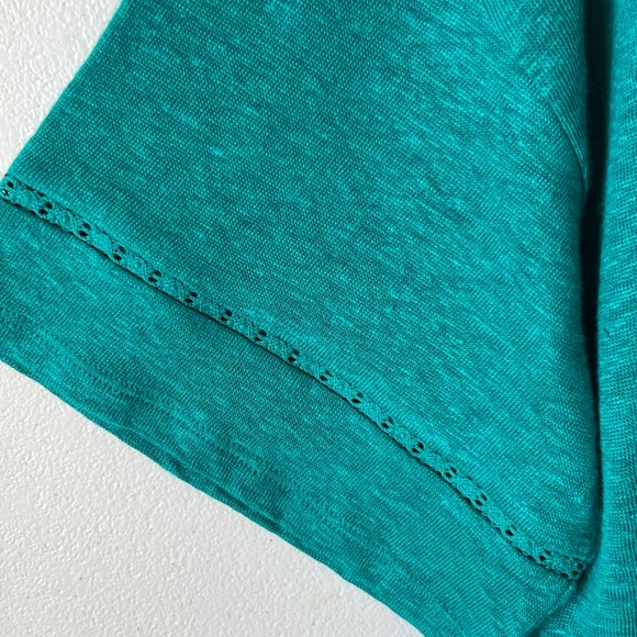 J.‎ Jill Love 100% Linen Dark Teal V Neck Short Sleeve Blouse Top Lightweight L - Picture 7 of 13